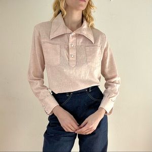 Vintage 70s Pearl Snap Western Blouse
